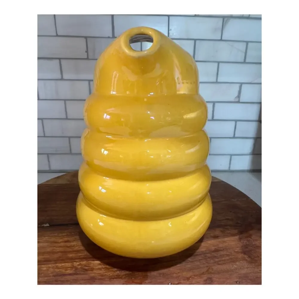 Vintage Padre California Pottery Yellow Beehive Pitcher Ringware Jug 1930s 1940s